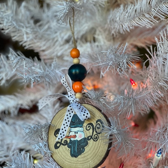 Snowman Wooden Christmas Ornament - Picture 2 of 5
